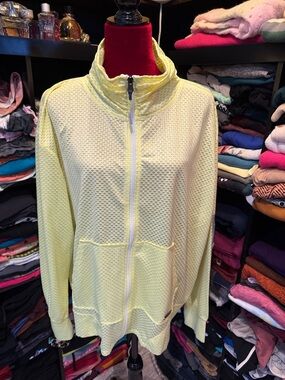 #450. 🪷Nine West Active Light Lemon Mesh Zip Jacket 1x